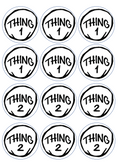 Set of 12 pre cut edible images for desserts, drink toppers, choose your size- Thing 1 and Thing 2 Dr. Seuss