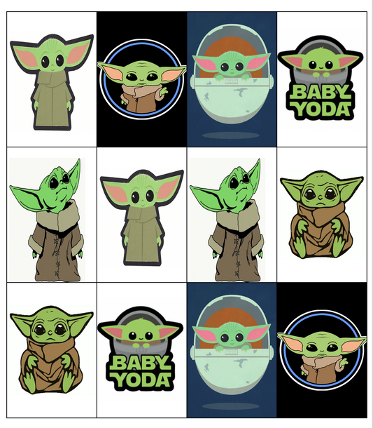 set of 12 pre cut rectangle edible images for desserts, choose your size- Baby Yoda