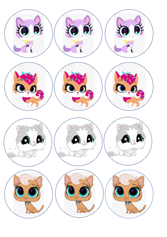 Set of 12 pre cut edible images for desserts, drink toppers, choose your size- Littlest Pet Shop LPS