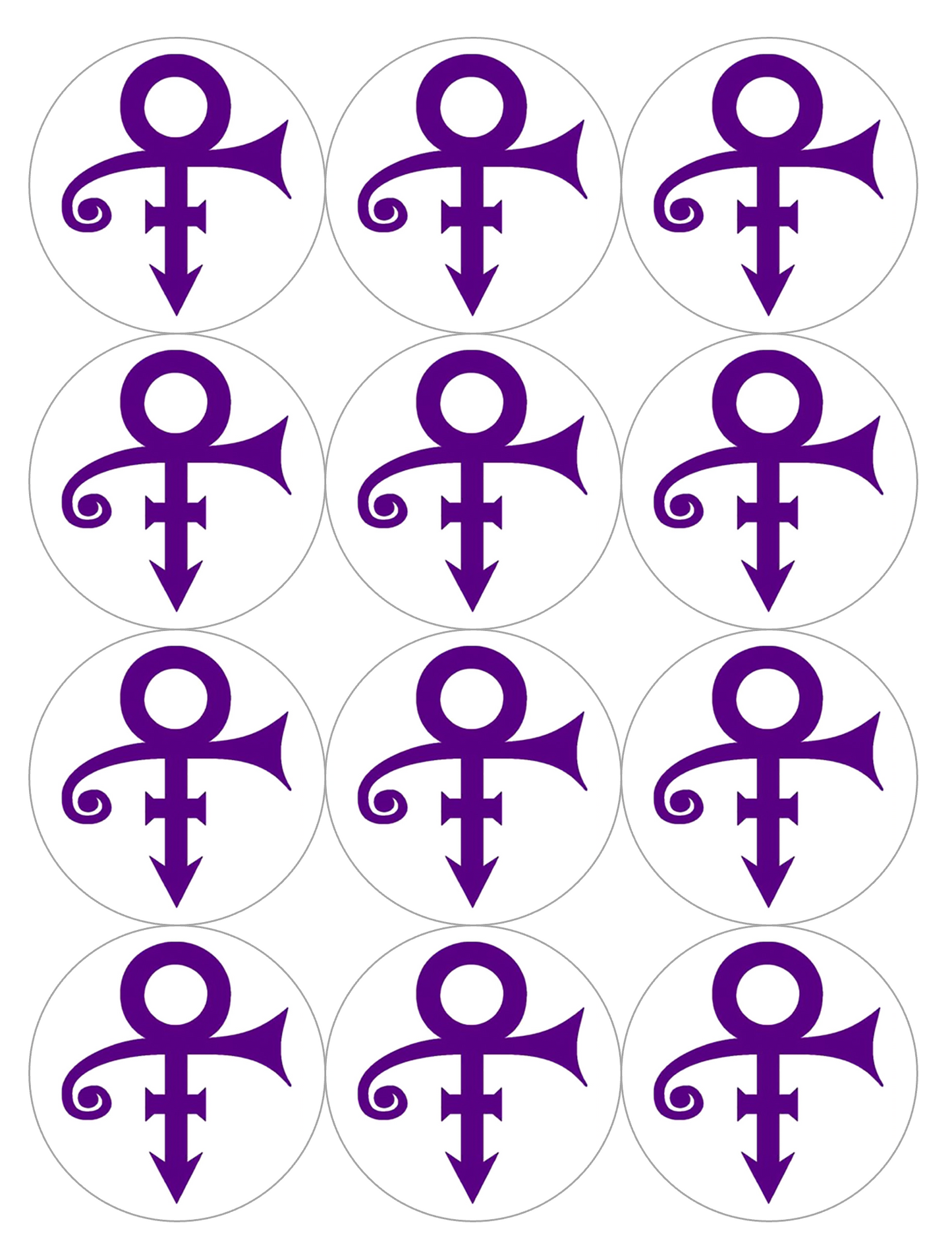 set of 12 pre cut edible images for desserts, drink toppers, choose your size- prince love symbol