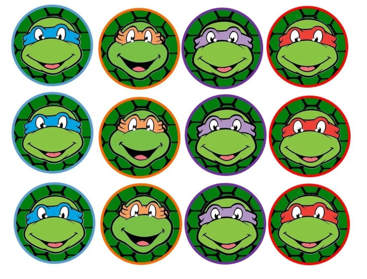 Set of 12 TMNT edible images for desserts, drink toppers, pre cut, many sizes available