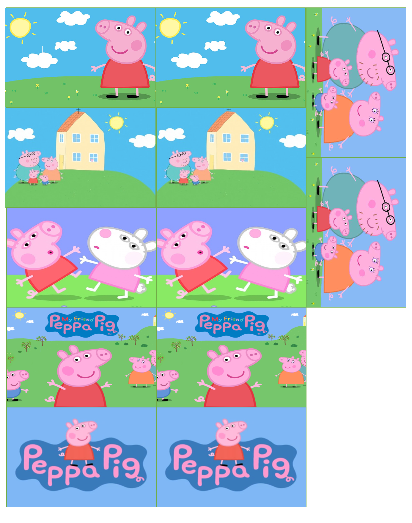 set of 12 pre cut rectangle edible images for desserts, choose your size- Peppa pig