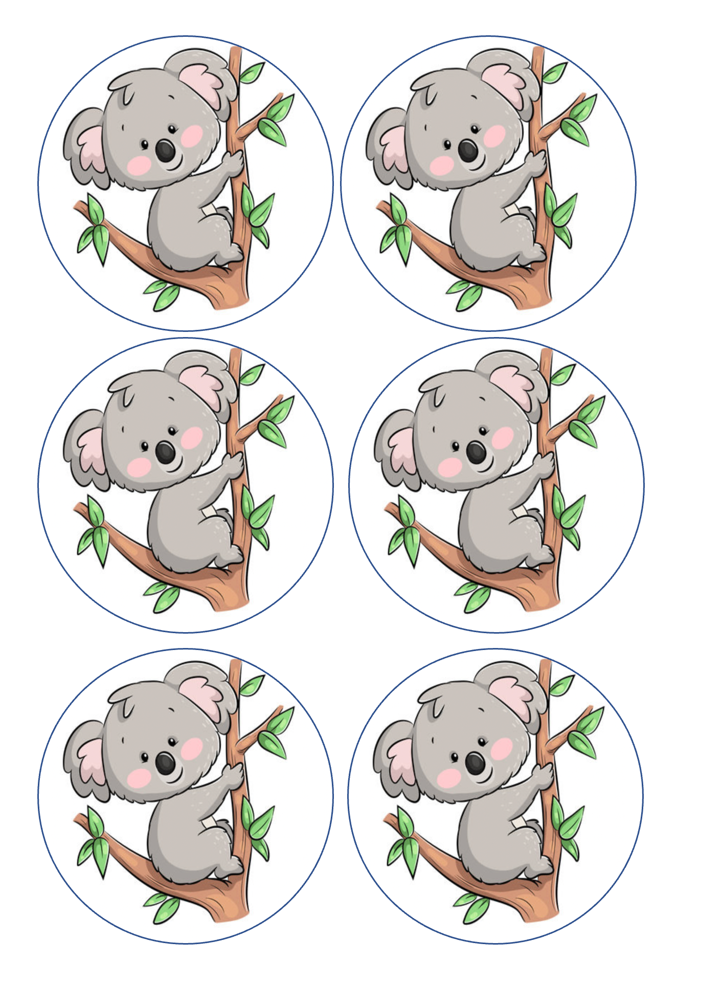 Set of 12 koala bear edible image discs- choose your size