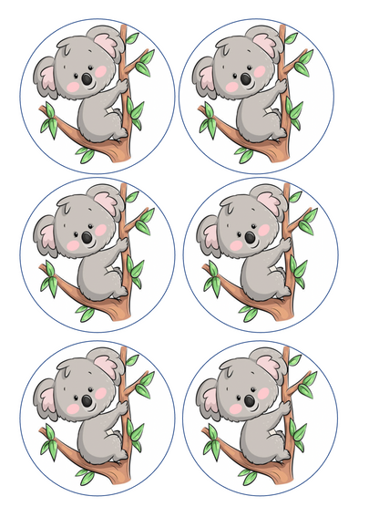 Set of 12 koala bear edible image discs- choose your size