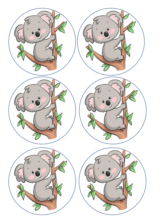 Set of 12 koala bear edible image discs- choose your size