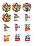 Set of 12 pre cut edible images for desserts, drink toppers, choose your size- Toy Story