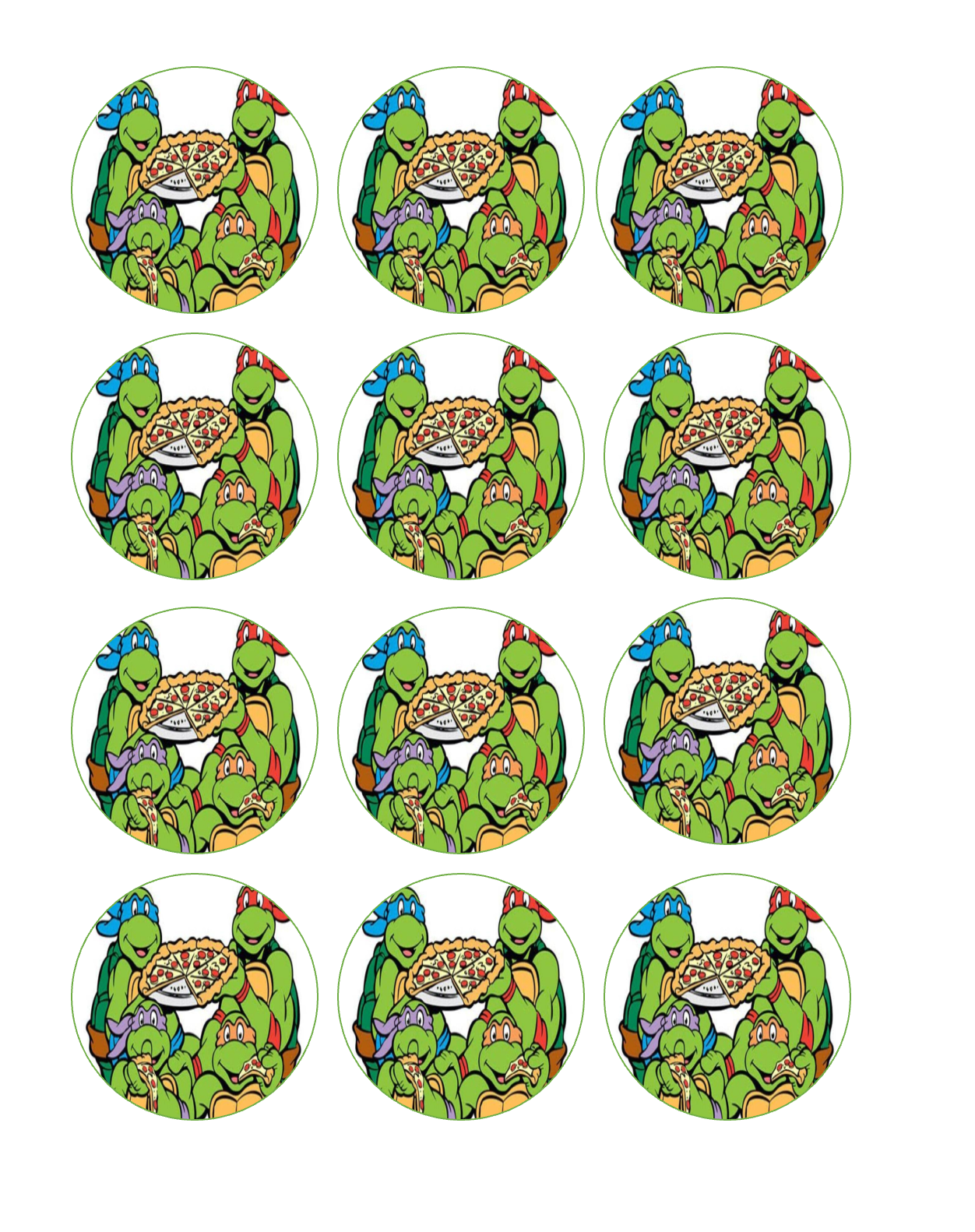 Set of 12 edible images for desserts, drink toppers, pre cut, many sizes available- TMNT Ninja Turtles