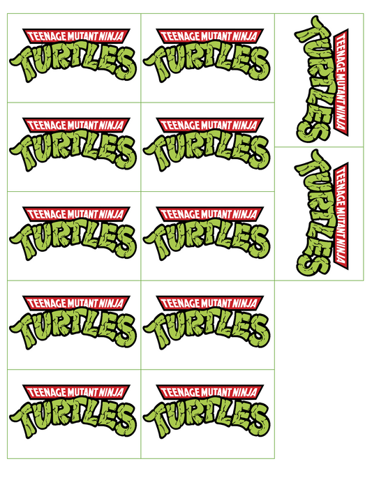 Set of 12 pre cut rectangle edible images for Rice Krispies, cookies, choose your size- TMNT Ninja Turtles