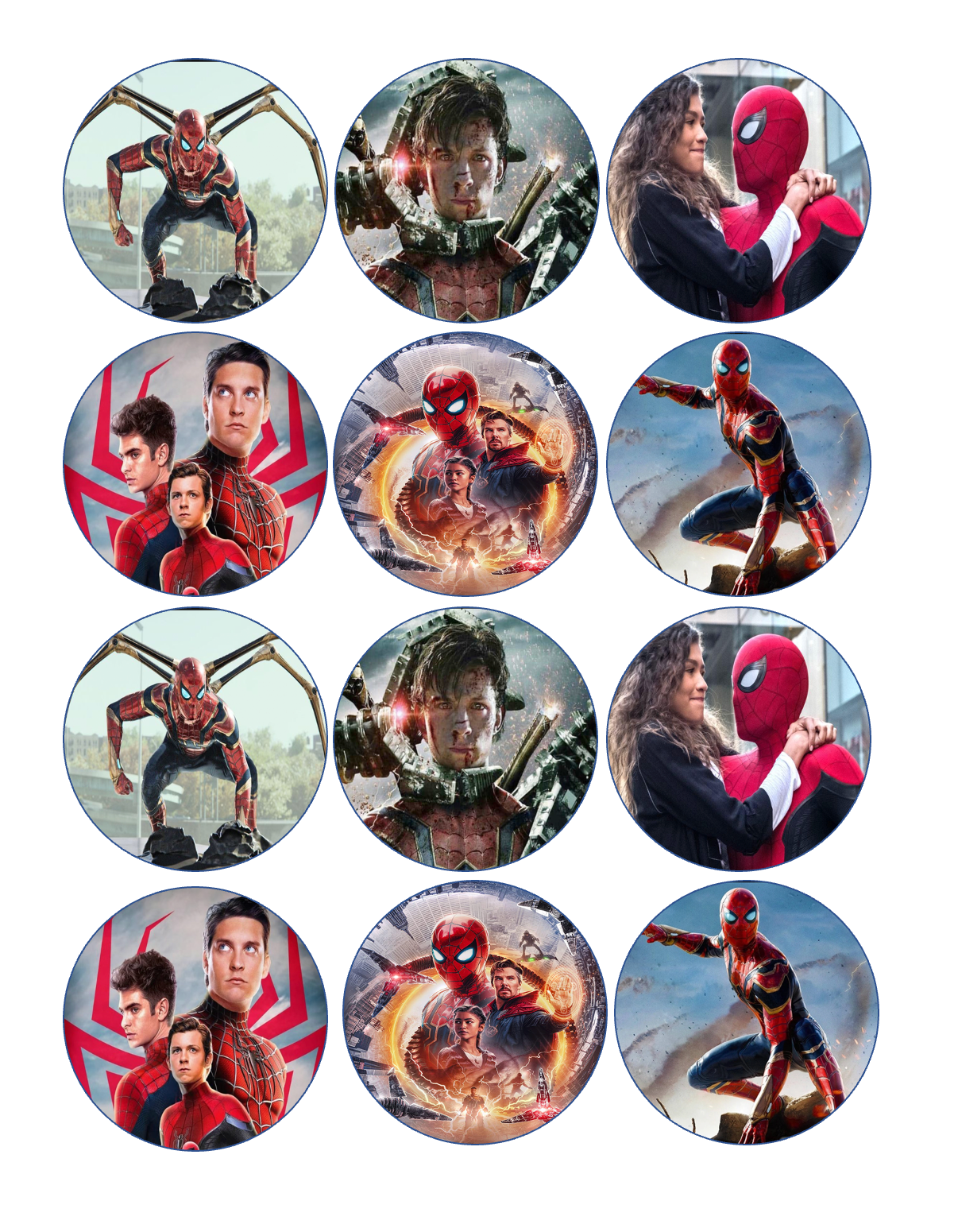 Set of 12 edible images for desserts, drink toppers, pre cut, many sizes available- spiderman