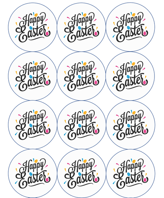 Set of 12 pre cut edible images for desserts, drink toppers, choose your size- Easter