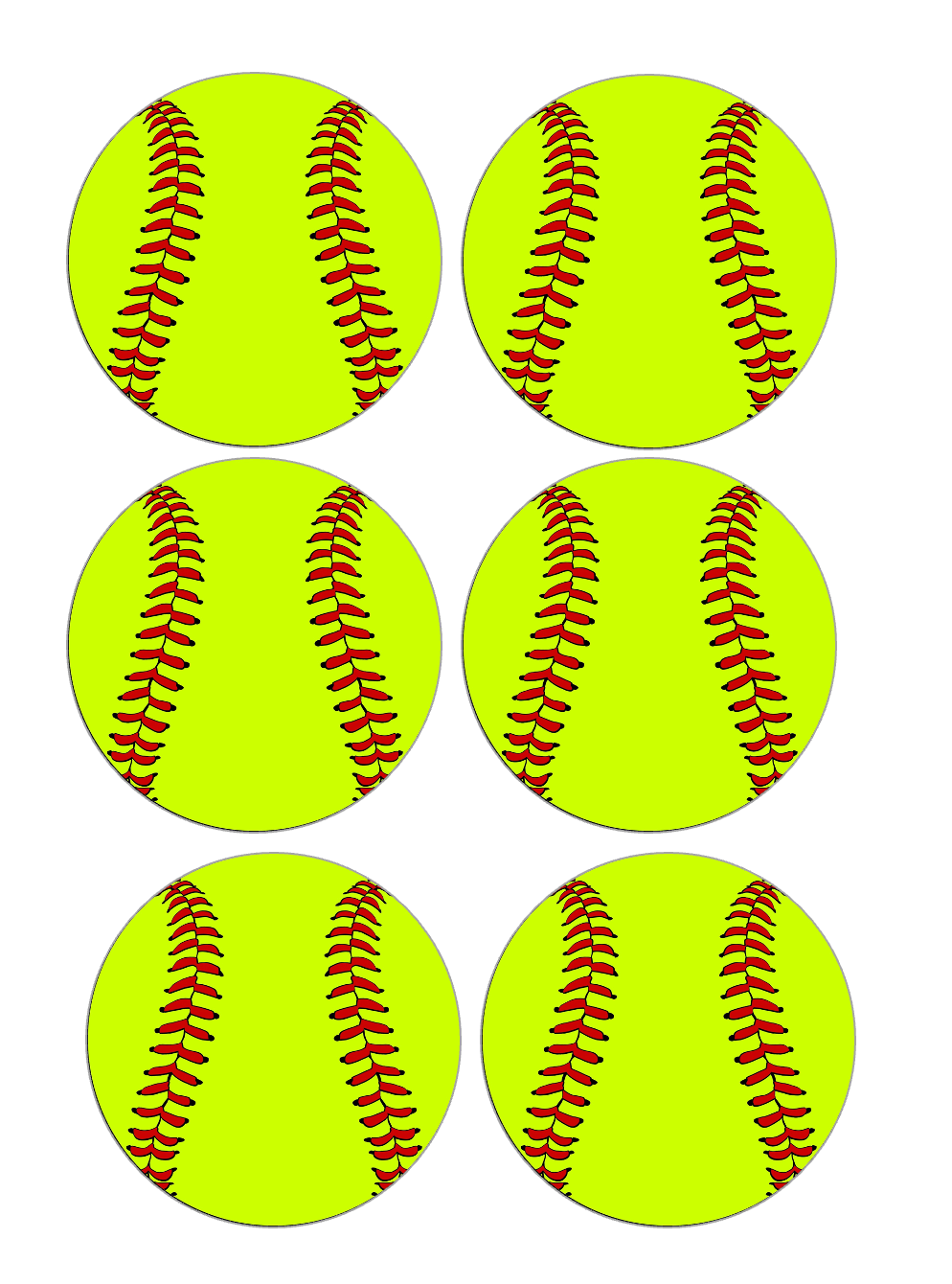 Set of 12 edible images for desserts, drink toppers, pre cut, many sizes available- SOFTBALL